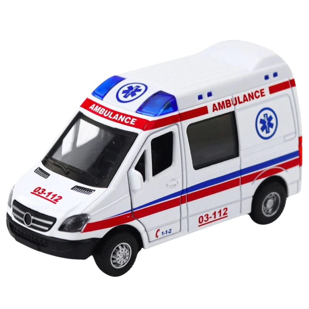Mercedes Sprinter Ambulance Van Diecast Model Toy with Lights and Sounds 1:32 Scale for Kids