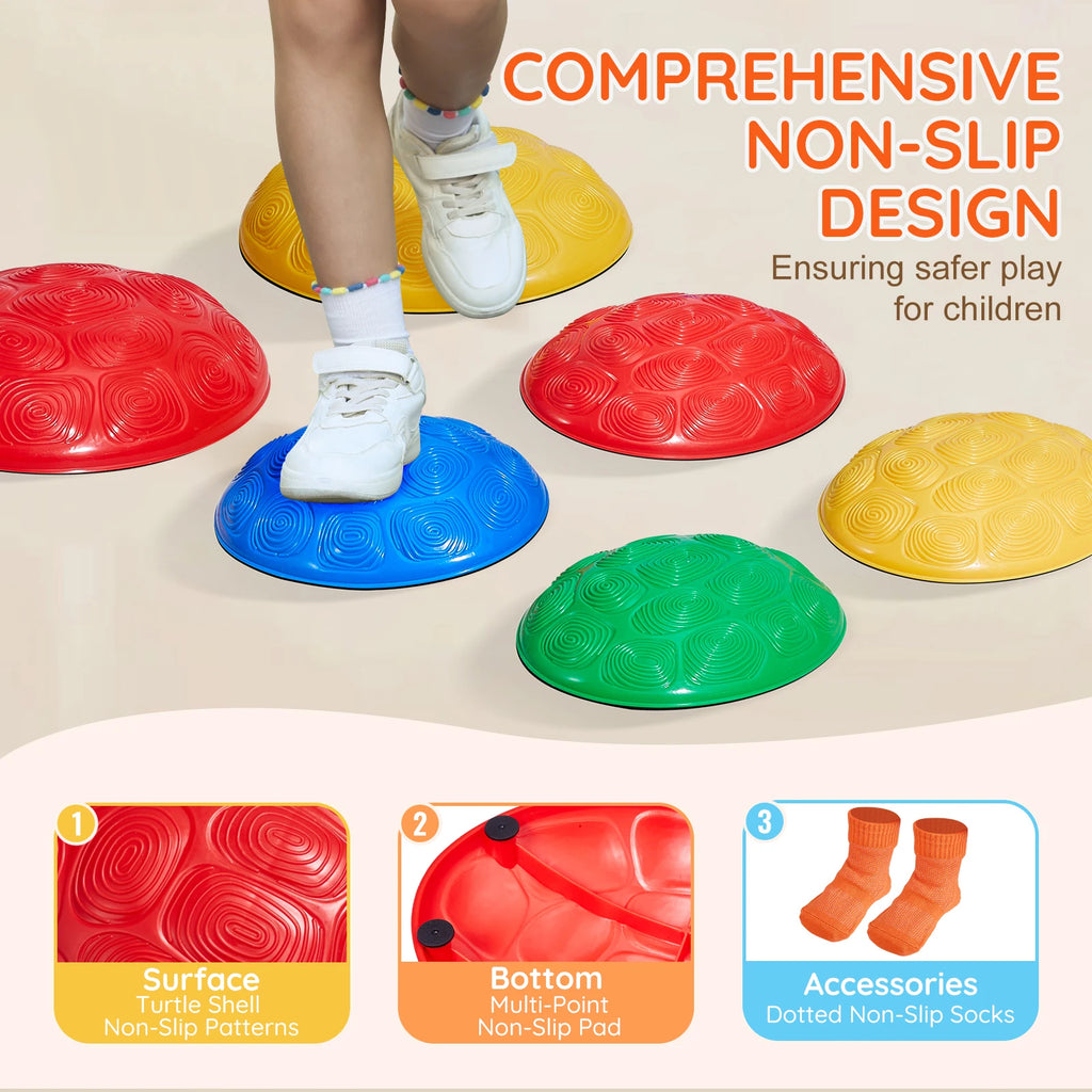 6-Pack Kids Turtle Stepping Stones – Balance & Jumping Coordination Game Toys