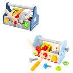 21-Piece Wooden Toolbox Toy Set for Children with Pretend Play Hammer, Spanner and Screwdriver