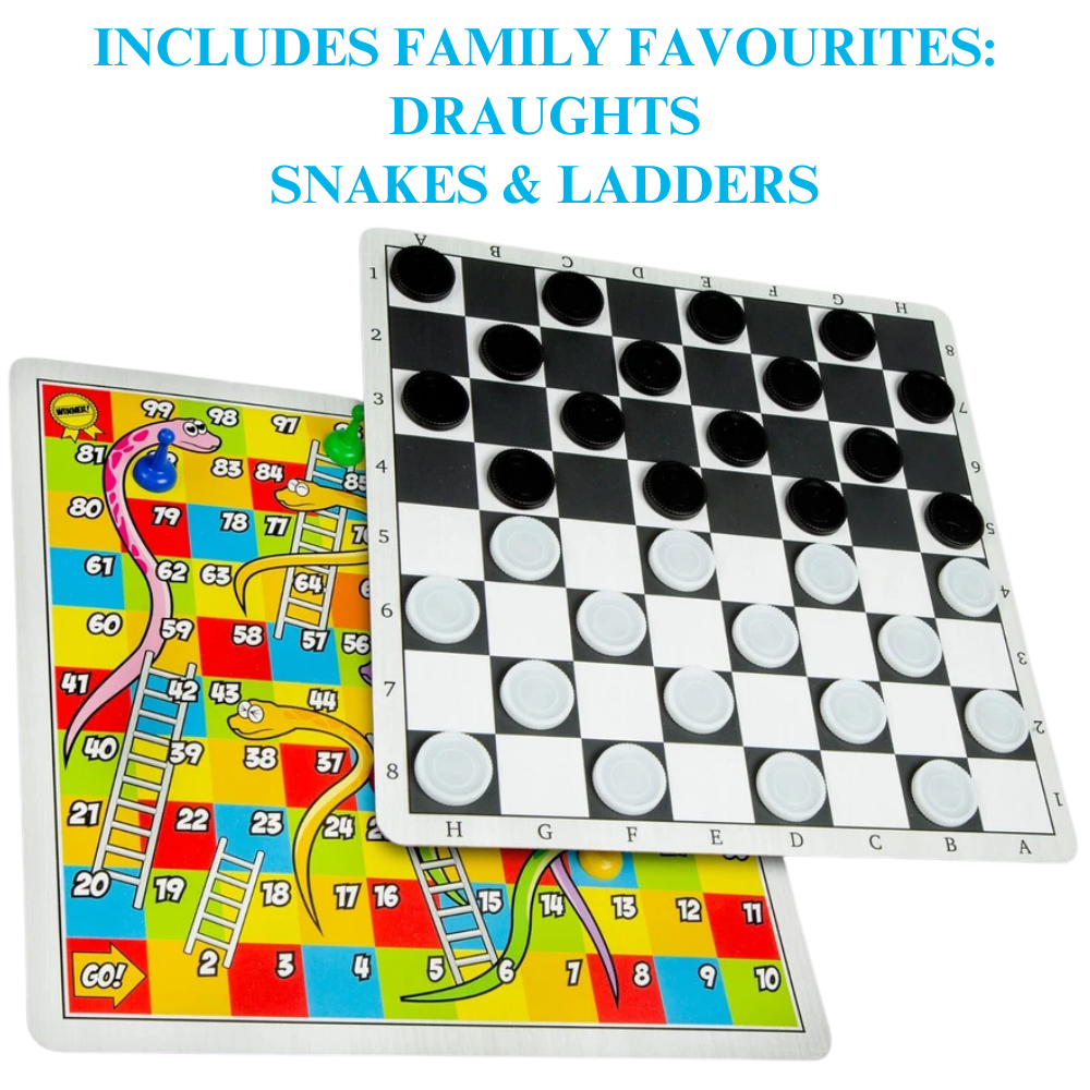 Abeec 100 Classic Games Compendium Family Board Games Set Ludo Chess Draughts Dominoes Cards Snakes & Ladders