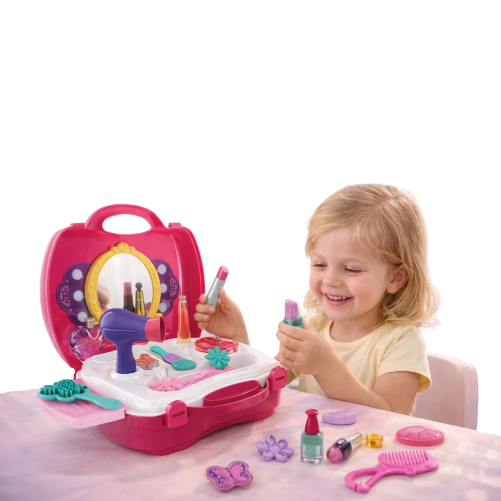 Kids Pretend Makeup Kit 21PCS Cosmetic Suitcase Vanity Play Set Girls Toy