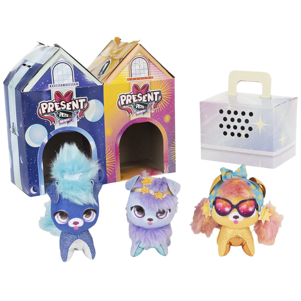 Present Pets Minis Galaxy Trio 3 Pack 7.6cm Plush Toys 5+ Spin Master Gift Set New Collect
