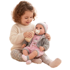 Bibi Baby Doll Girl 18 Inch Lifelike Soft Body Pink Grey Clothes 16 Sounds Toy for Playtime