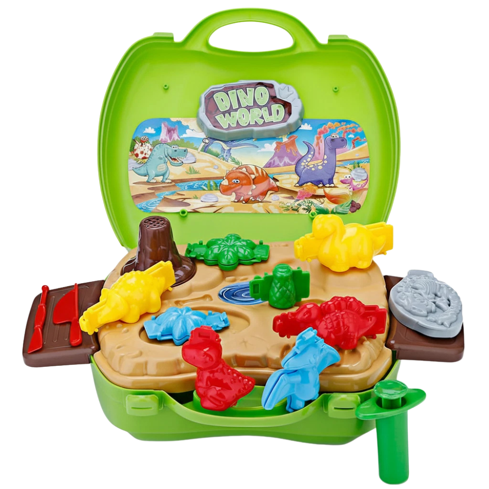 26PCS Dinosaur Dough Play Set for Kids with Moulds, Tools and Portable Storage Case