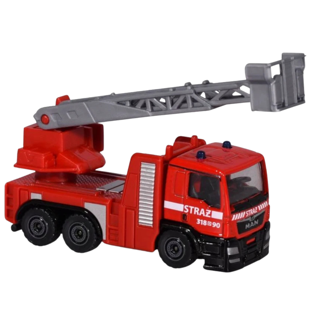 Majorette MAN TGS Polish Fire Brigade SOS Fire Truck 1:64 Scale Diecast Model Toy