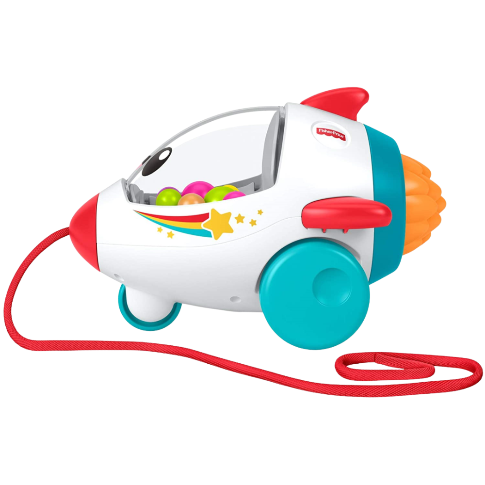 Fisher-Price Dream Land Pull Along Rocket Toy Colorful Pop Balls Baby Toddler 12+ Months New