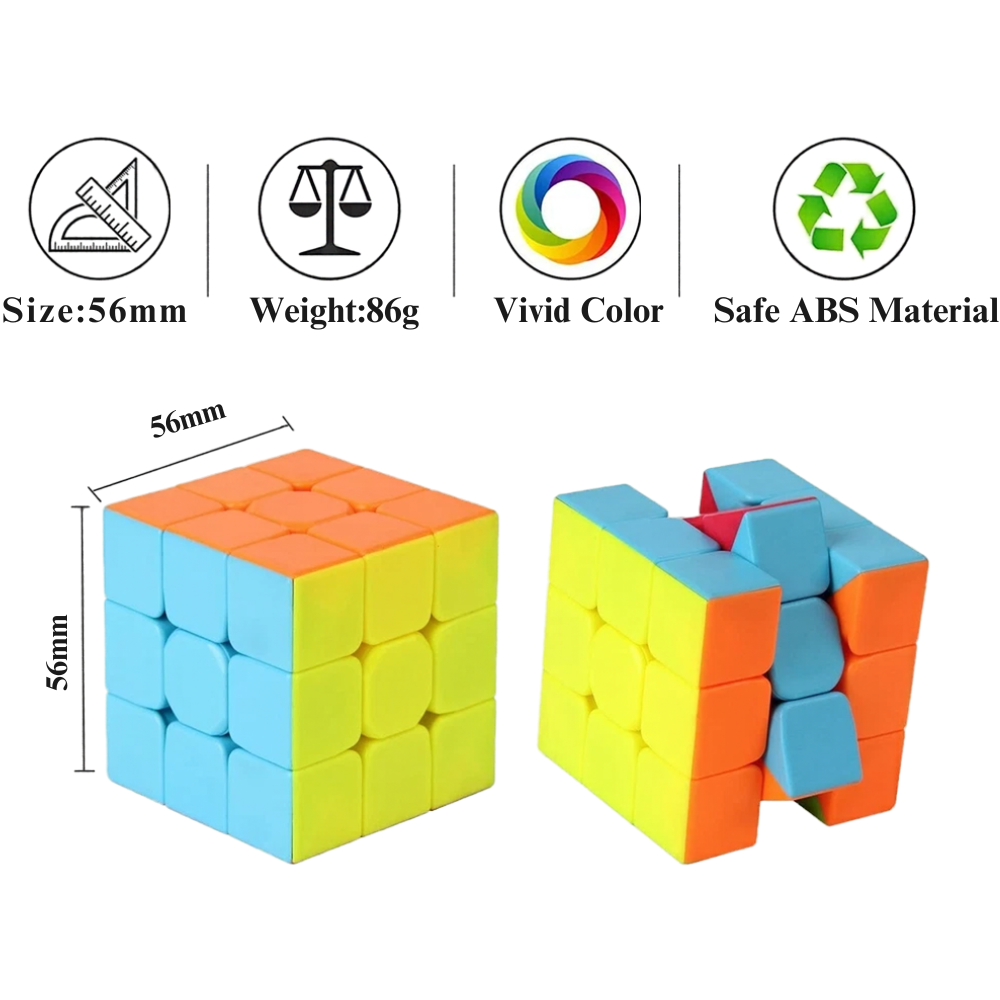 Roxenda 2 Piece Speed Cube Set 3x3 Magic Cube and Pyramid Pyraminx Puzzle for Kids