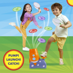 Abeec Flying Disc Launcher Toy for Kids Garden Game with 6 Flying Discs & 2 Launchers