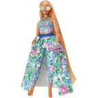 Barbie Extra Fancy Curvy Doll Floral 2-Piece Gown Pet Kitten Fashion Toy