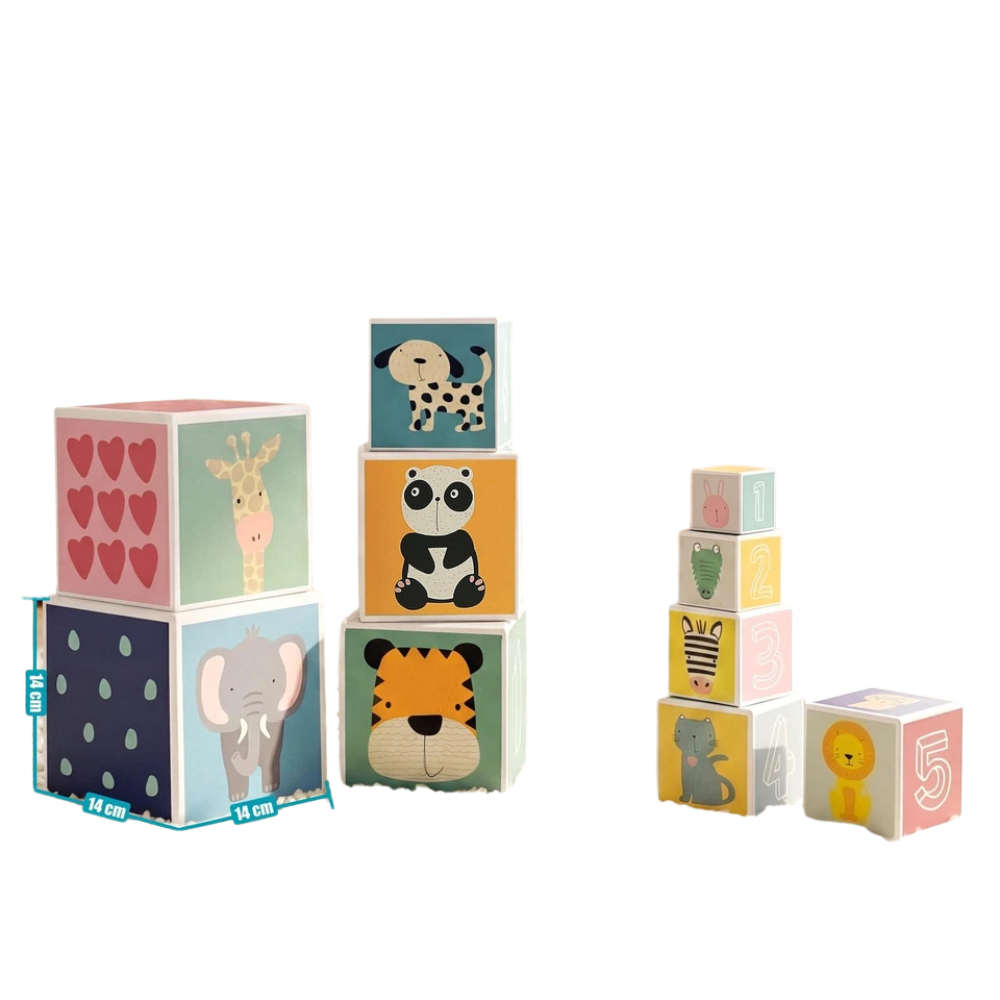 Stacking Blocks Nesting Cubes Baby Toddler Montessori Educational Toy Animals Numbers 1-10