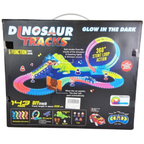 Glow in the Dark Dinosaur Slot Car Race Track Set 143 Piece T-Rex Smoking Stunt Kids Toy