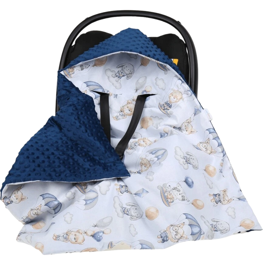 Baby Car Seat Hooded Blanket Double-Sided Soft Cotton Cozy Travel Cover for Infant