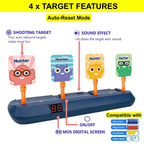 Kids Digital Target Shooting Game Set with 4 Auto Reset Targets, Toy Gun and Foam Bullets