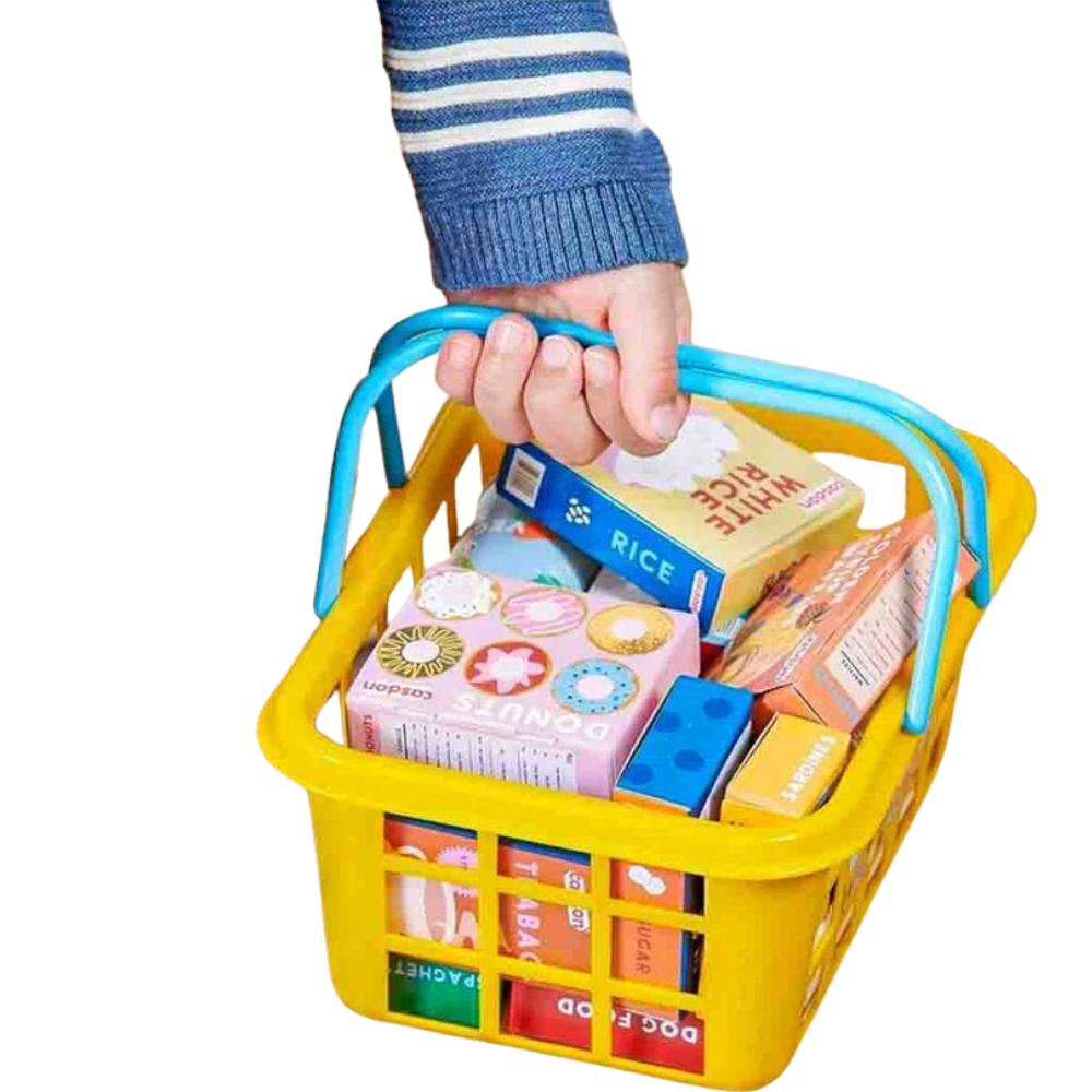 Casdon Shopping Basket with Play Food Supermarket Pretend Play Toy for Kids Aged 2+