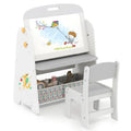 Children’s 4-in-1 Art Easel with Bookshelf, Whiteboard & Blackboard