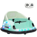 Dual Joystick Kids Bumper Car, 360° Spin, Remote, Music & Lights – Green 12V