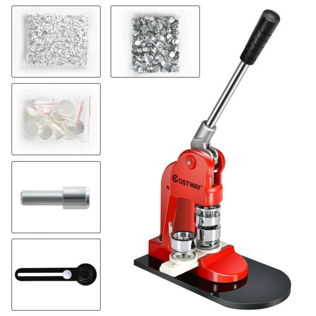 25mm Badge Maker Pin Button Machine with 1000 Cutter Kit Pieces