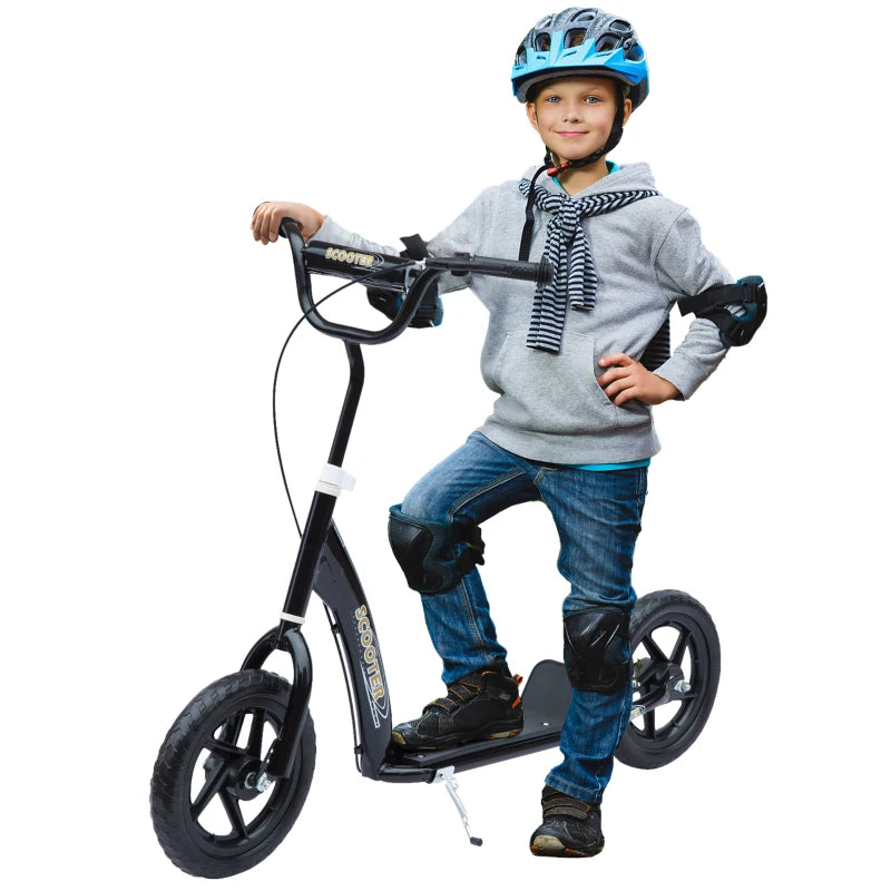 Kids Scooter with Rear Brake and Large 12" EVA Tires for Safe Riding – Black, 5-12