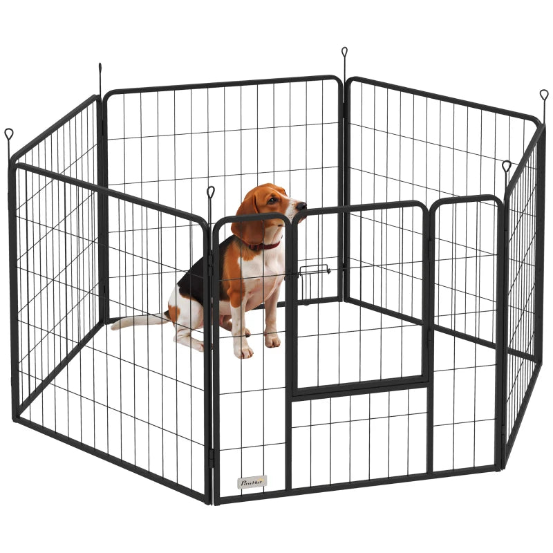 Medium Dog Playpen – 6 Panels, Portable, Grey