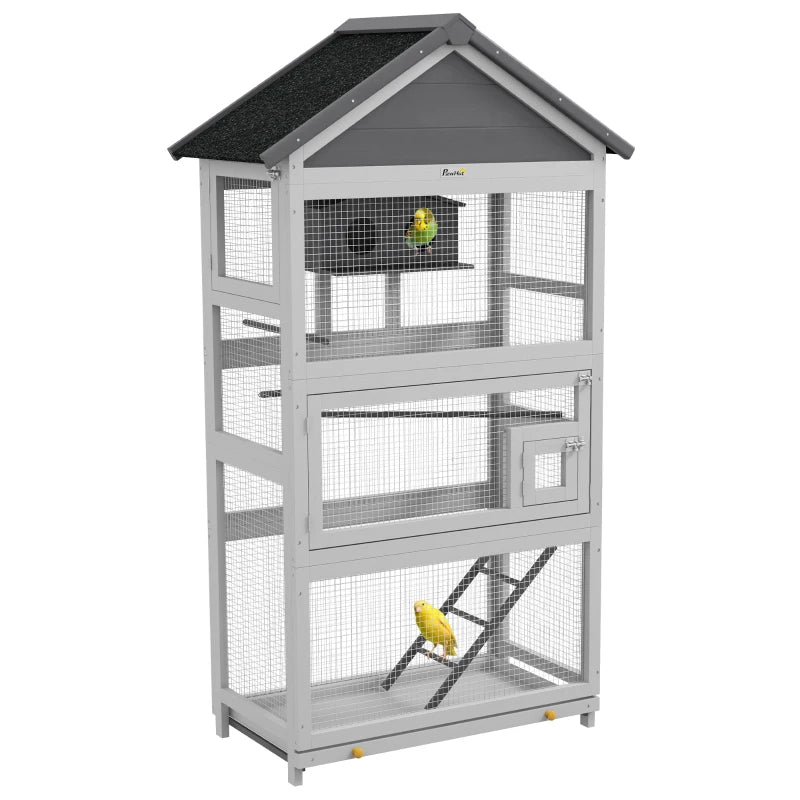 Wooden Bird Cage for Finches & Parakeets – Grey