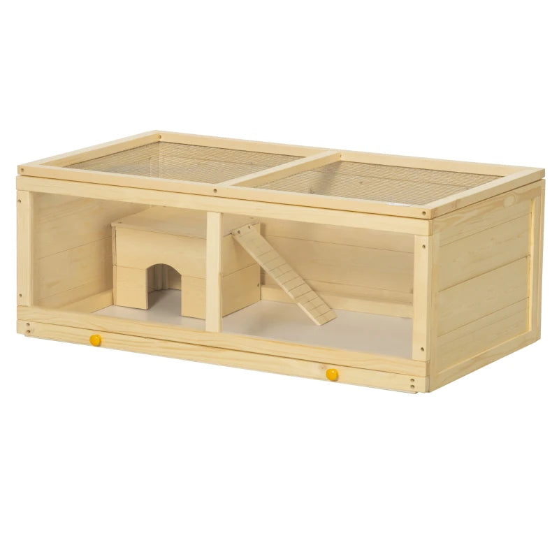 Wooden Hamster Hutch with Sliding Tray & Roof