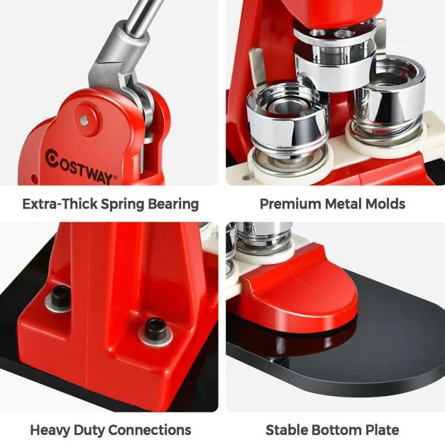 25mm Badge Maker Pin Button Machine with 1000 Cutter Kit Pieces