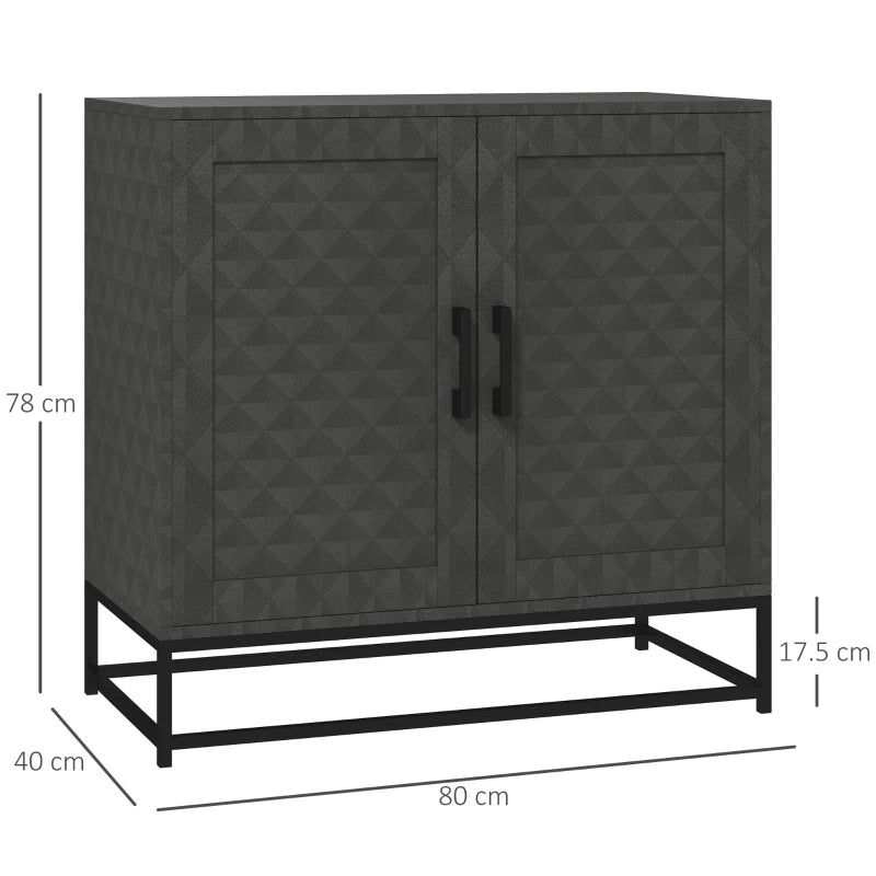 Living Room Sideboard with Adjustable Shelf & 2 Doors, Grey