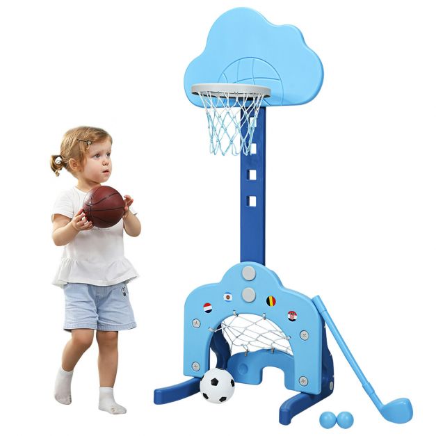 3-in-1 Toddler Basketball Hoop Set with 5 Adjustable Height Levels