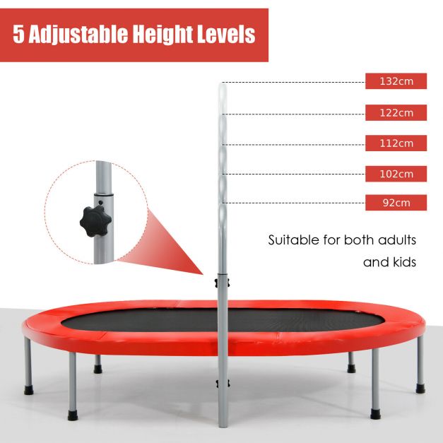 Foldable Dual Fitness Trampoline with Adjustable Handrail for Indoor Exercise