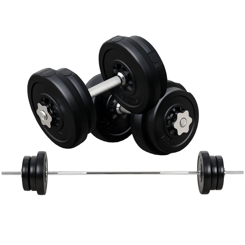 Home Gym Adjustable Dumbbell & Barbell Set – 65kg, Black