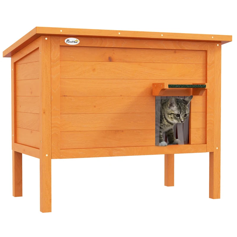 Wooden Cat House with Openable Roof – For Feral Cats
