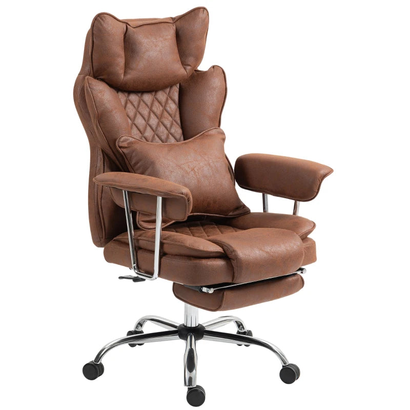Dark Brown Office Chair with Recline & Lumbar Support Pillow