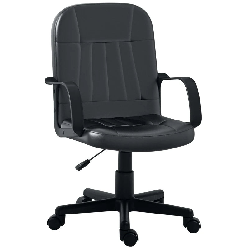 Black Leather Office Chair – Modern Swivel Desk Chair with Adjustable Features