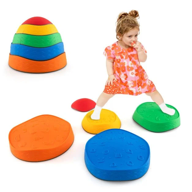 Stackable 5-Piece Toddler Stepping Stones – Kids River Stone Set