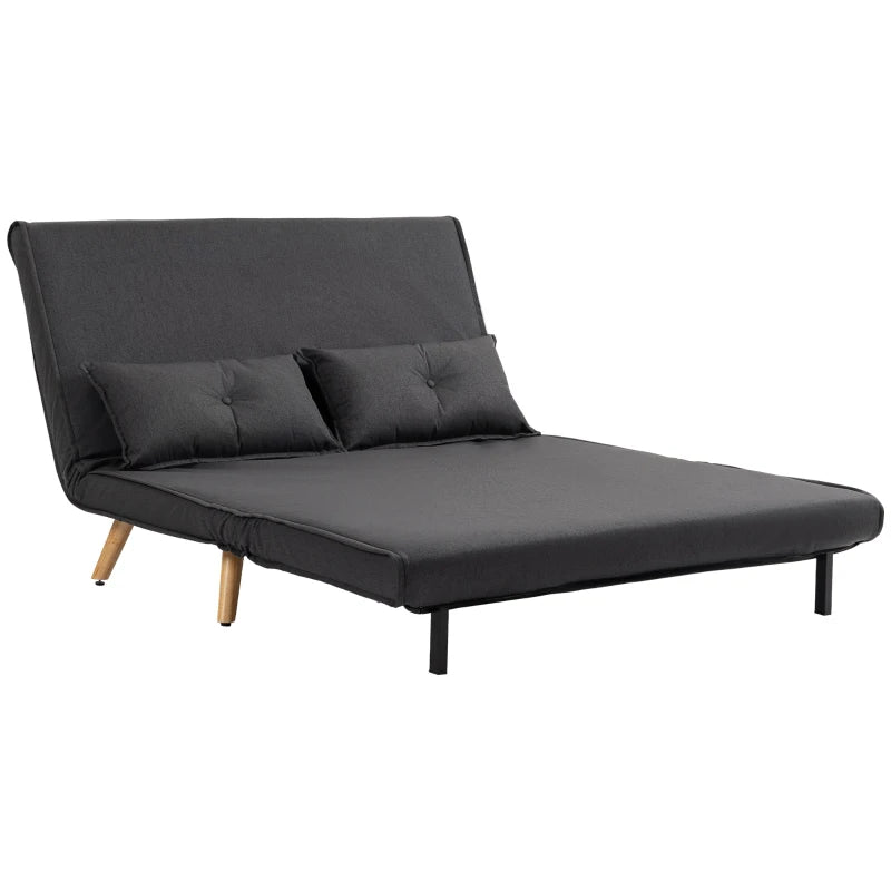 Charcoal Grey Linen-Look Sofa Bed, Two-Seater, Space-Saving & Stylish