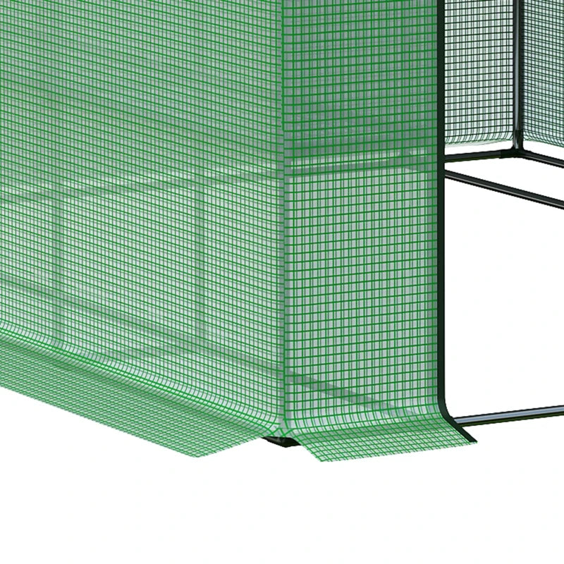Walk-In Greenhouse with 24 Shelves and Roll-Up Zipped Door Green, 244 x 180 x 210 cm