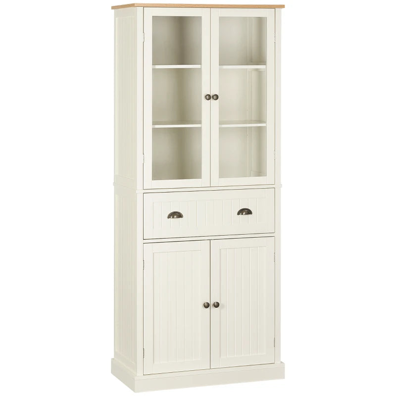 Cream Storage Cupboard – 5-Tier Kitchen Cabinet with Adjustable Shelves