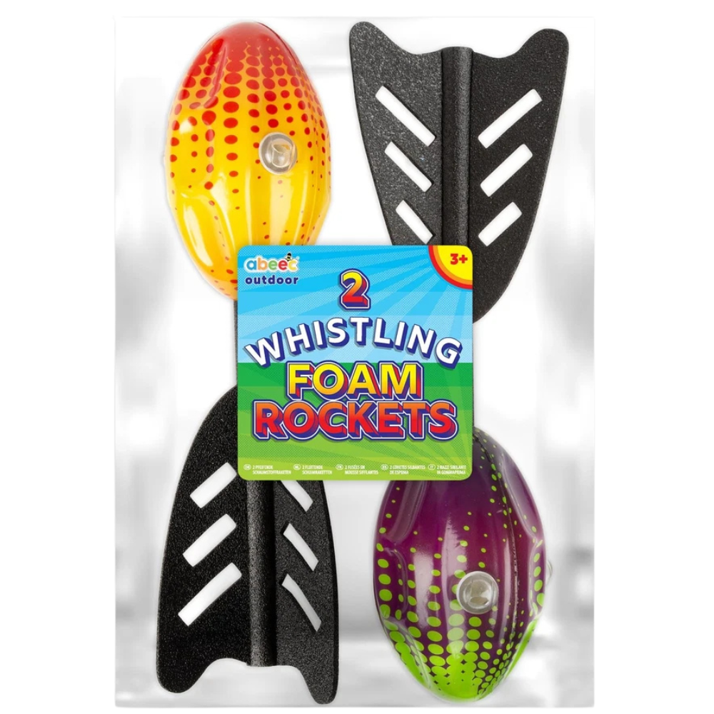 Abeec Whistle Rocket Throwing Toy for Kids Outdoor Air Rocket Launcher 2 Foam Rockets