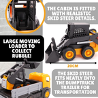 Toyland Set of 2 Construction Trucks, 1:16 Scale Dump Truck & Skid Steer with Moveable Wheels & Parts