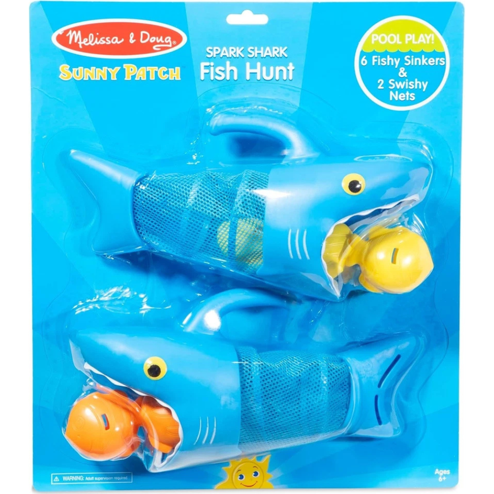 Melissa & Doug Shark Fish Hunt Pool Bath Tub Play Game Kids Toy Set with 2 Nets