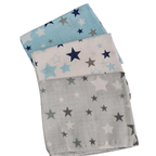 3 Pack Xl Large Printed Muslin Squares for Babies, Reusable 100% Cotton Nappy Cloths