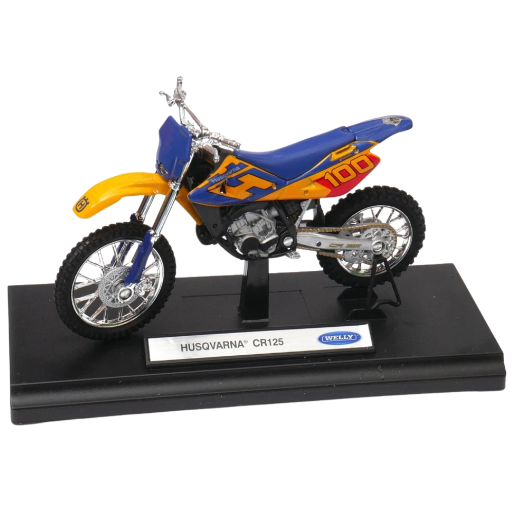 Welly Husqvarna CR125 Swedish Motocross Motorcycle Diecast Model Bike 1:18 Scale Toy