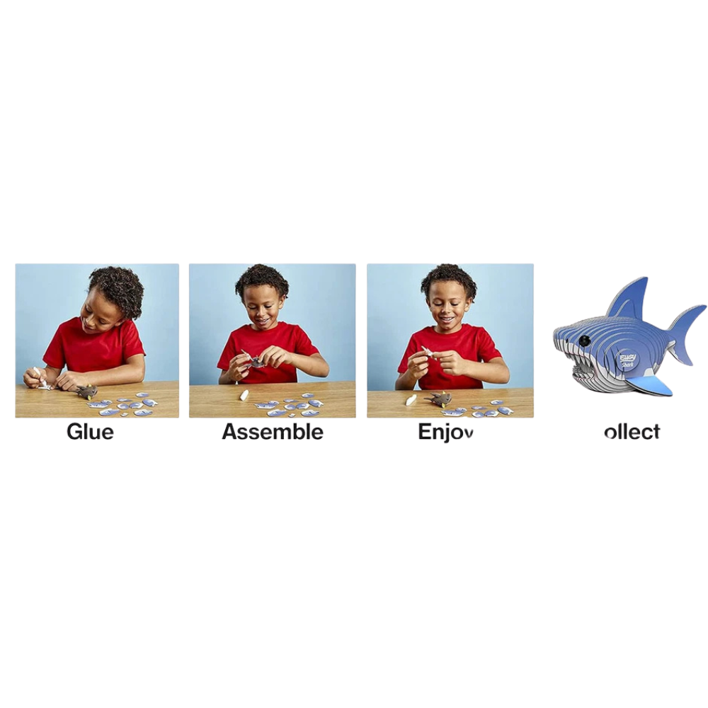 Eugy Shark 3d Craft Cardboard Model Kit Creative Puzzle Toy for Kids Ages 6+ Eco-Friendly Fun