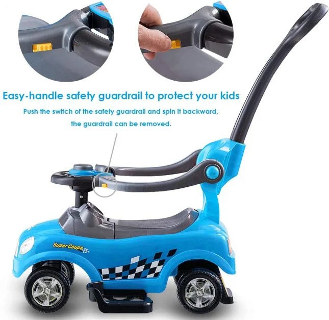 Kids 3-in-1 Ride-On Car with Push Handle for Toddlers and Young Kids