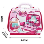 19pc Girls Role Play Jewelry Kit Princess Suitcase Pretend Makeup Hair Styling Toy Set