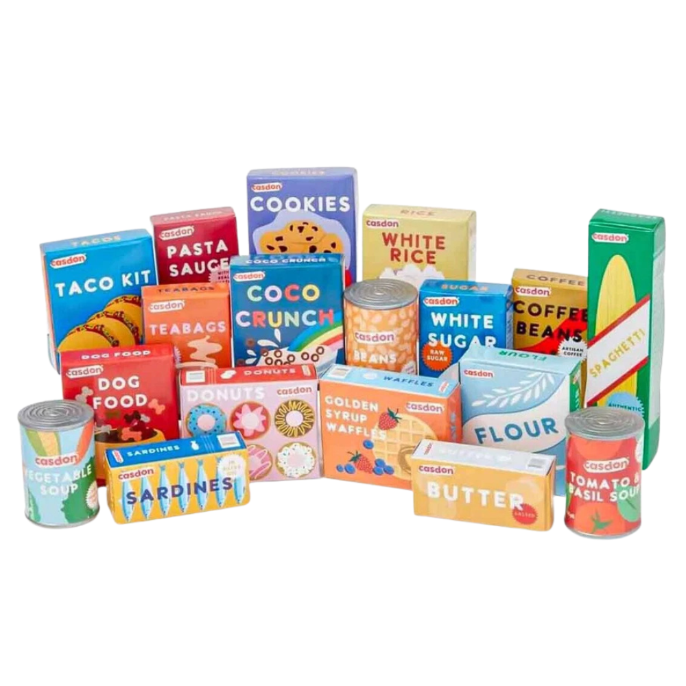 Casdon Shopping Basket with Play Food Supermarket Pretend Play Toy for Kids Aged 2+
