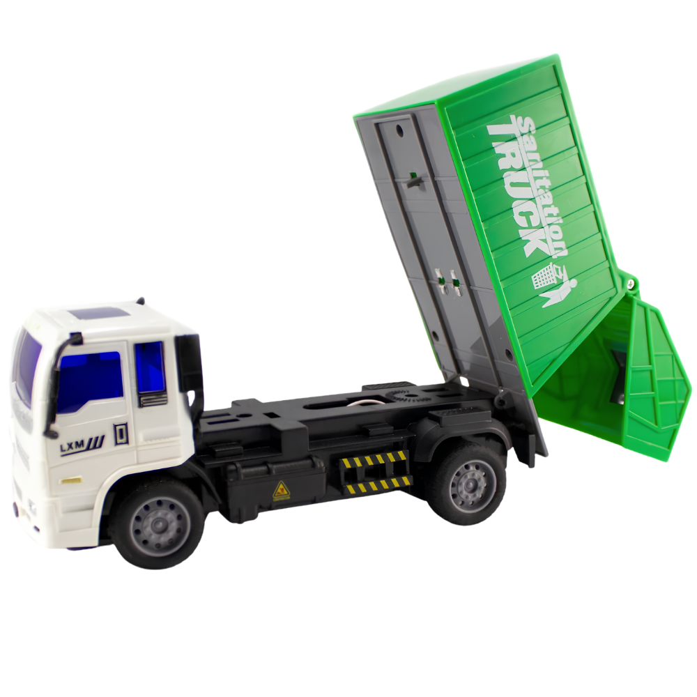 Remote Control Garbage Truck Toy with Lifting Bin Lights RC Sanitation Truck for Kids