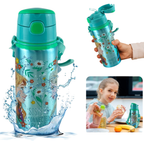 Back to School Kids Aluminium Flask 600ml Push Button Hot Cold Water Bottle