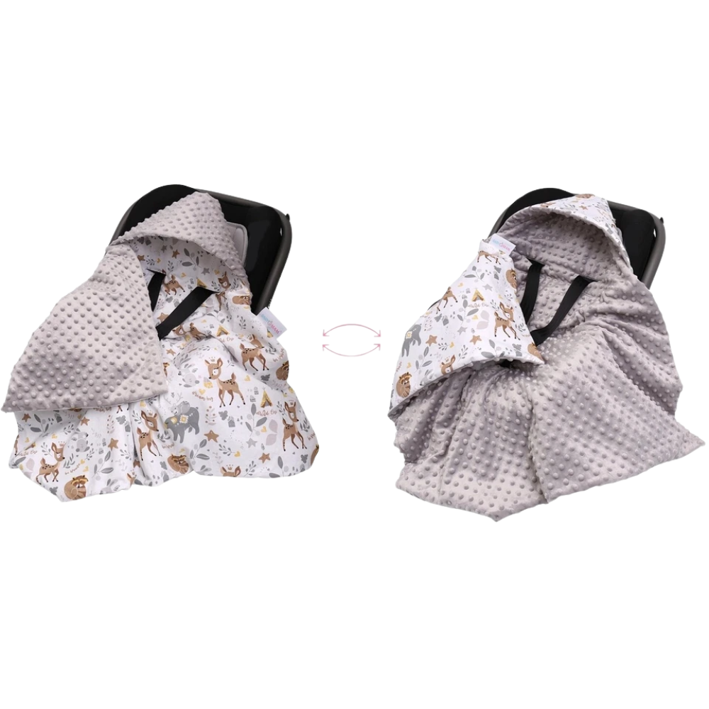 Baby Car Seat Hooded Blanket Double-Sided Soft Cotton Cozy Travel Cover for Infant