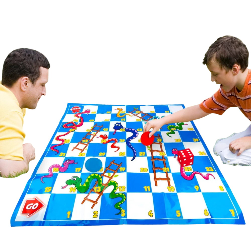 Jumbo 2-In-1 Garden Games Kids Giant Snakes & Ladders Noughts Crosses Family Game Fun Game